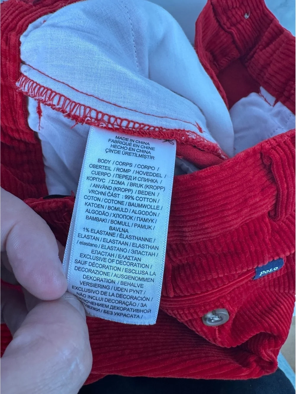Polo Ralph Lauren Boys 2/2T Red Corduroy Pants Stretch Cotton Straight Leg